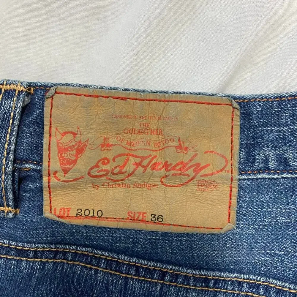 Ed Hardy Death or Glory skull men’s jeans size‎ 36 grunge alt y2k